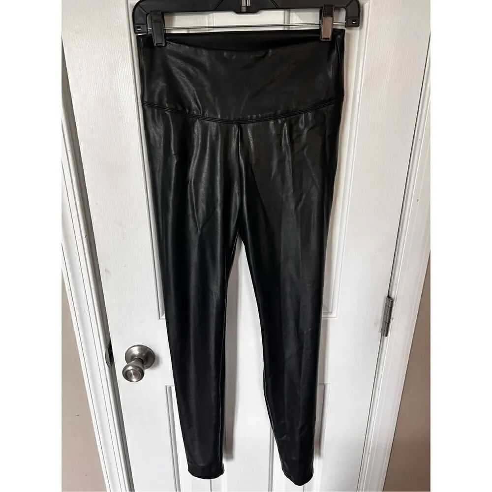White House black market black faux leather legging size 4